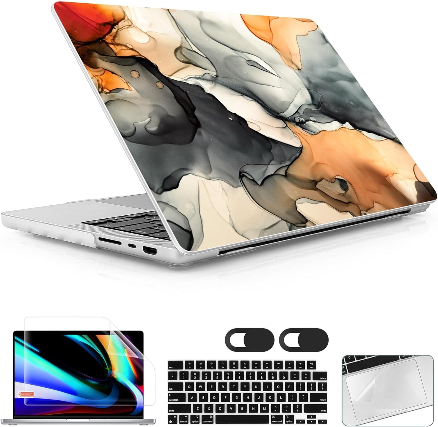 for MacBook Pro 16 inch Case 2021 2022 2023 2024 Release A3186 A3403 M4 A2991 M3 A2780 M2 A2485 M1 Pro/Max, Hard Shell Case with Screen Protector & Keyboard Cover, Technique Texture