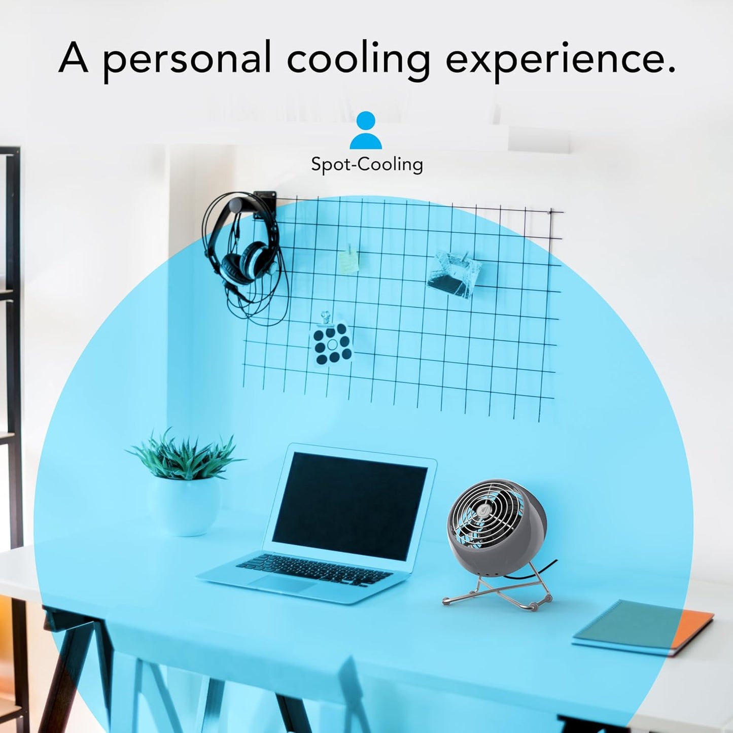 Vornado VFAN™ Mini Modern Vintage Fan, Retro Metal Air Circulator, Fan for Desk & Bedside, 2 Speeds, Adjustable Tilt, Personal Cooling with Targeted Airflow, Quiet Fan, Storm Gray