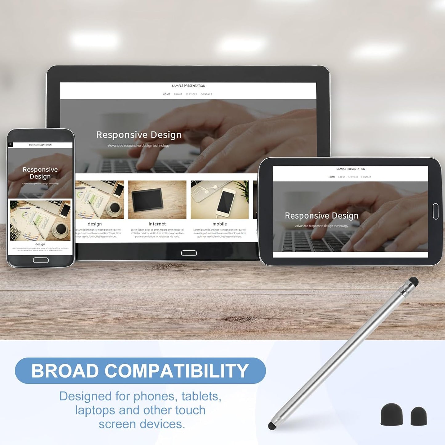 PATIKIL 5 Pcs Stylus Pens for Touch Screens, 2 in 1 High Sensitivity Universal Pen Capacitive Stylus for Phone Tablets Laptop Touch Screen Devices, Silver