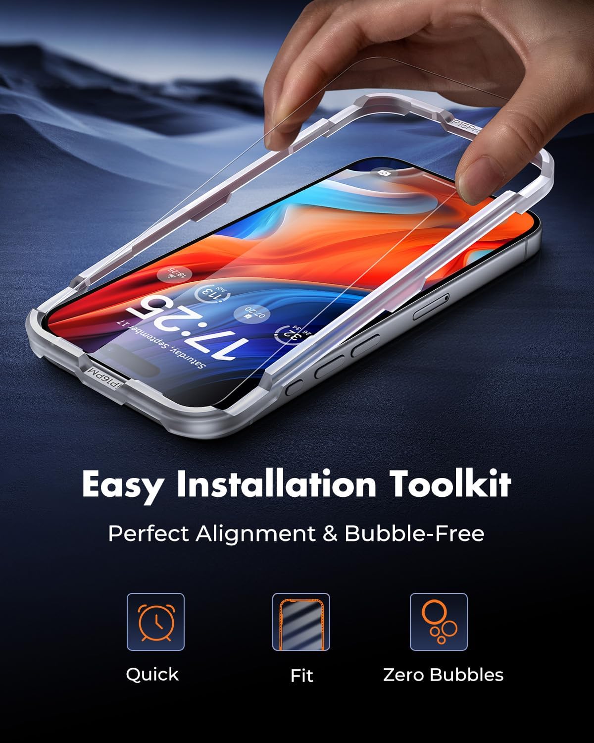 UNBREAKcable 2-Pack Screen Protector for iPhone 16 Pro Max, Double Shatterproof Tempered Glass [Easy Installation Frame] [9H Hardness] [99.99% HD Clear] [Case Friendly] for iPhone 6.9 inch