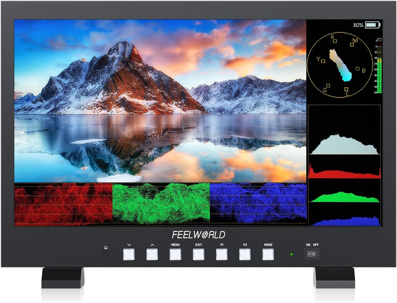 FEELWORLD FVM215 21.5 Inch 1000nit High Bright Production Broadcast Studio Monitor with Waveform LUT 8 Bit Color Depth 4K60Hz HDMI 3G-SDI in and Out