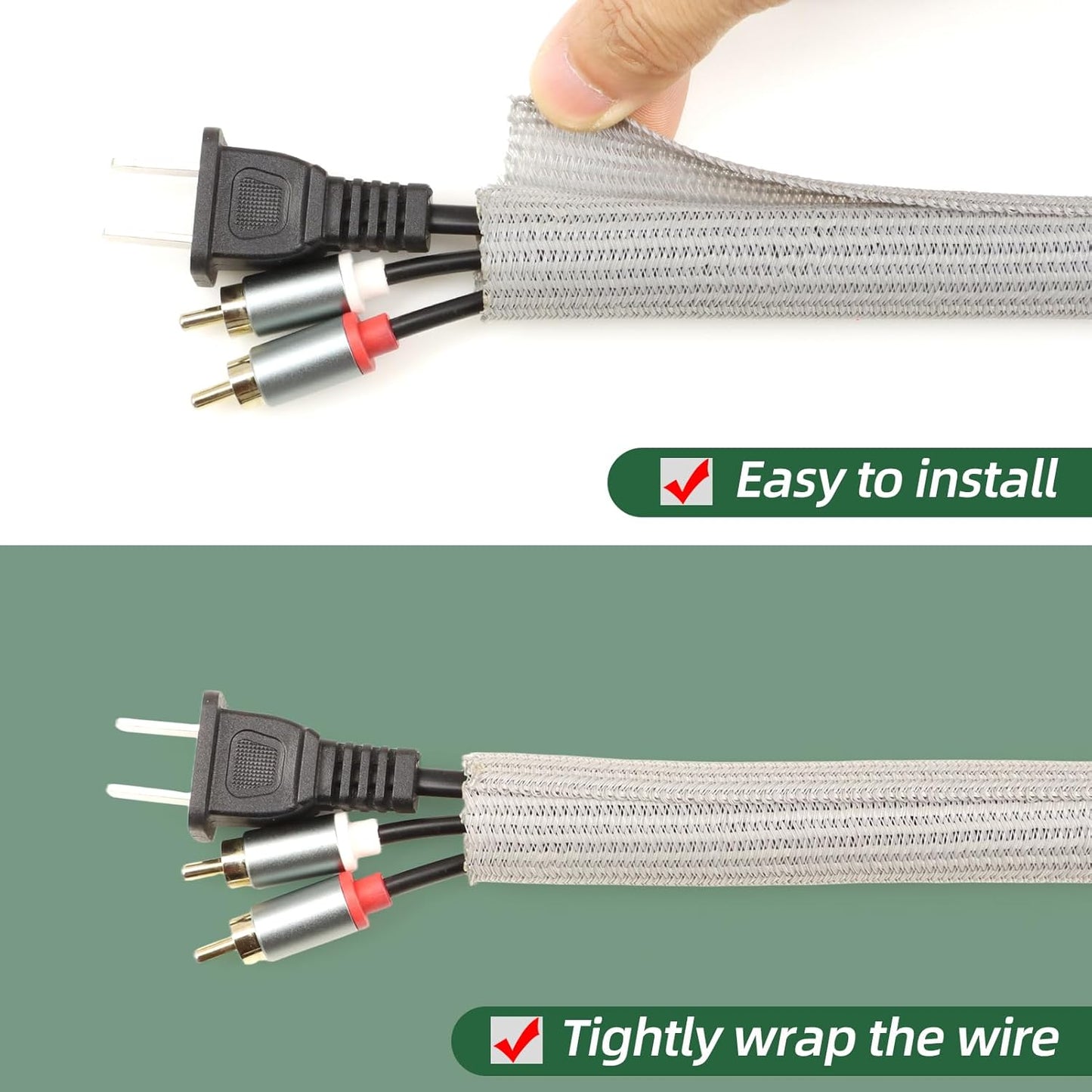 Split Wire Loom Tubing, Cable Protector Sleeve, Braided Cable Management for TV/Computer/Home Theater/Engine Bay, Cord Protectors from Pets No Chew (Grey, 3/4"-10ft)