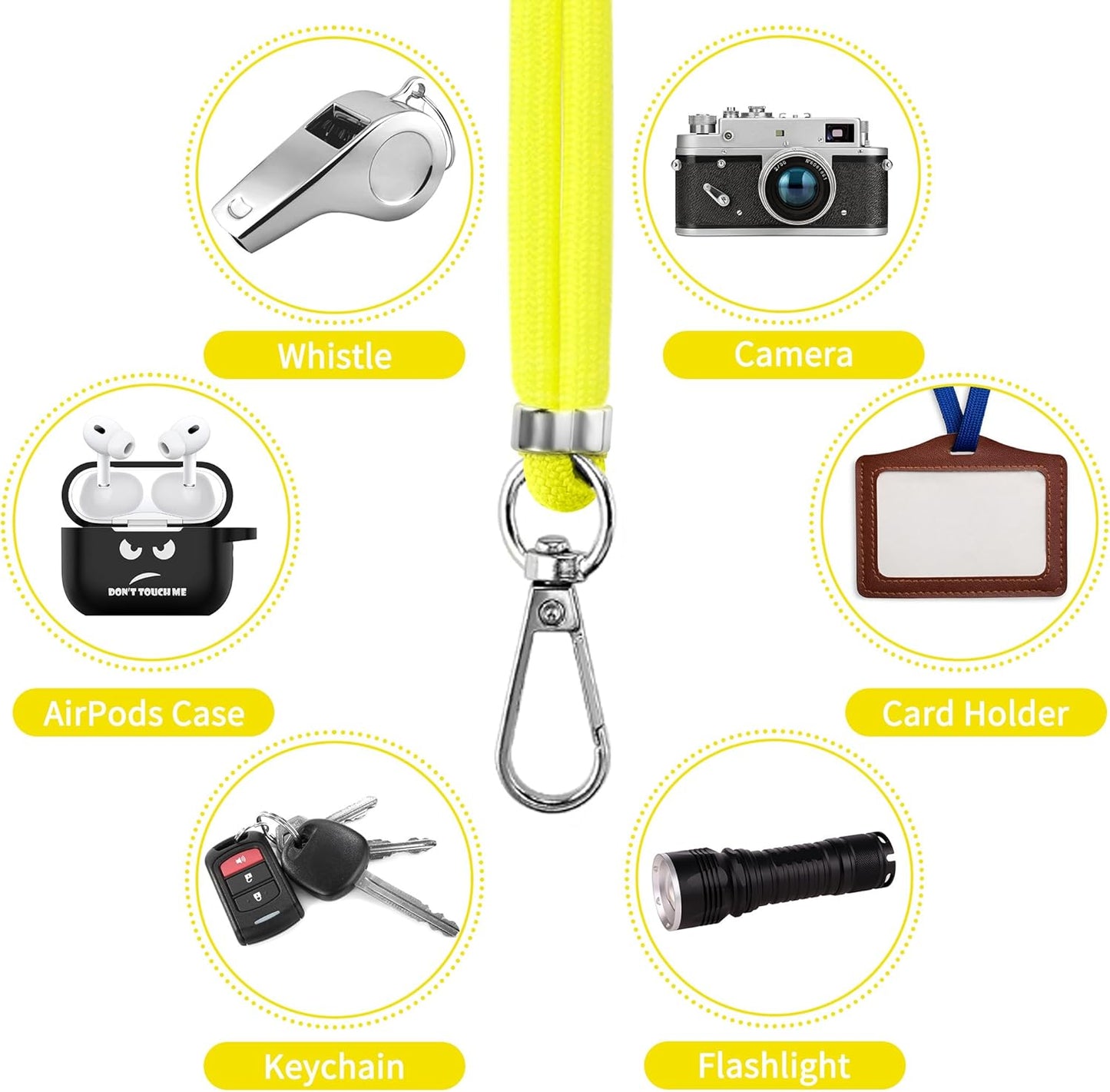 CACOE Phone Lanyard 2 Pcs-2 Pcs Adjustable Neck Strap, 4 Pcs Tether Tab, Universal Crossbody Multifuctional Cell Phone Lanyards Compatible with Most Smartphones(Black+Yellow)