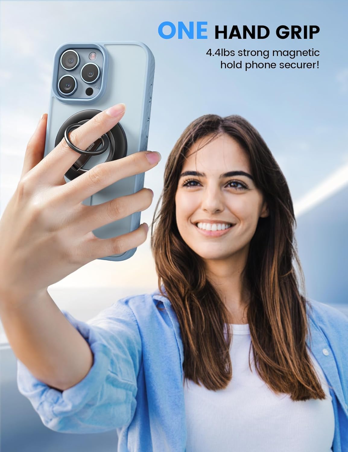 Lamicall 2025 [Stable Dual-Hinge] Magnetic Phone Grip Stand for MagSafe, Finger Ring Holder Phone Kickstand [Super Magnet] 360° Rotation Ring, Mag Safe Accessories for iPhone 16 15 14 Pro Max, Android