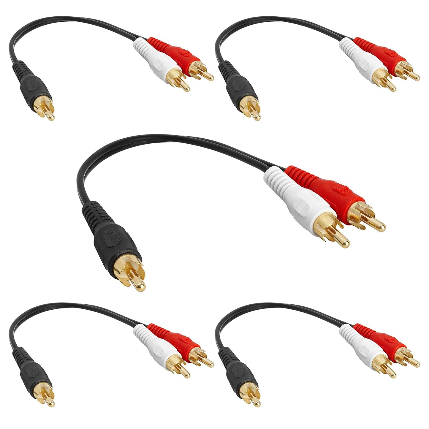 Cmple - Cmple - 1 RCA Male to 2 RCA Male Stereo Audio Y-Cable, 2 RCA Plugs to 1 RCA Plug Audio Stereo Subwoofer Cable, Gold Plated RCA Cord - 8 Inches