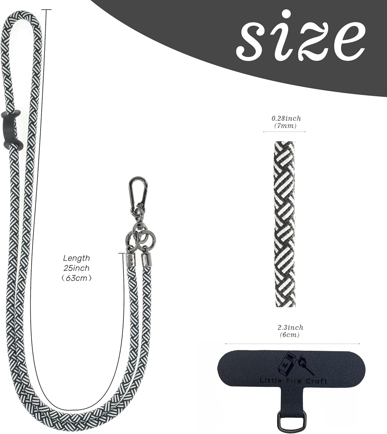 Phone Lanyard Universal Cell Phone Strap Crossbody Strap for iPhone Lanyard Around the Neck Extra Long Rope with Tether Tab for Men and Women (Zebra Black)