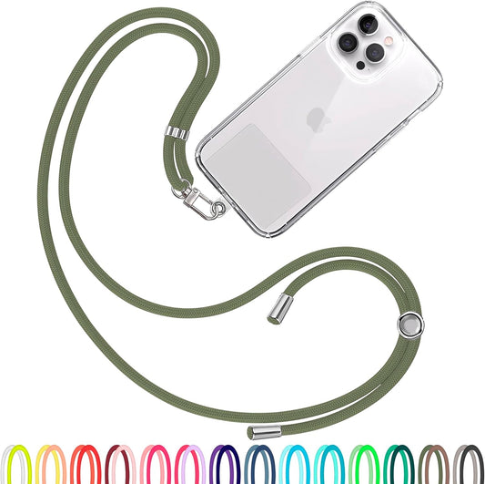 Cell Phone Lanyard [Army Green] - Comfortable Universal Smartphone Lanyard - Easy to Use Neck Phone Holder [Clear Patch] - Adjustable Length Phone Strap Crossbody - Fits All Mobile Phones