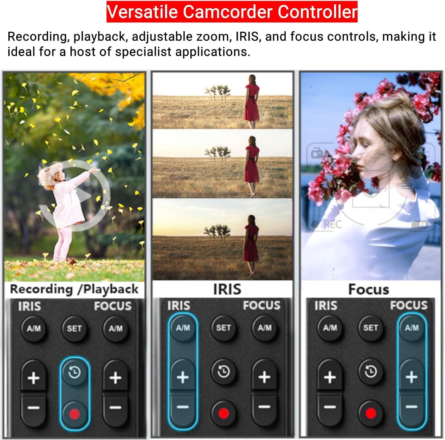 Wireless LANC Controller Camcorder Remote Control for Canon G70 XA11 XA50 XA55 XF405 G60 G26 for Sony Z150 NX100 NX70 NX80 NX3 NX200 Zoom Controller for LANC or Remote Jack (2.5 mm)