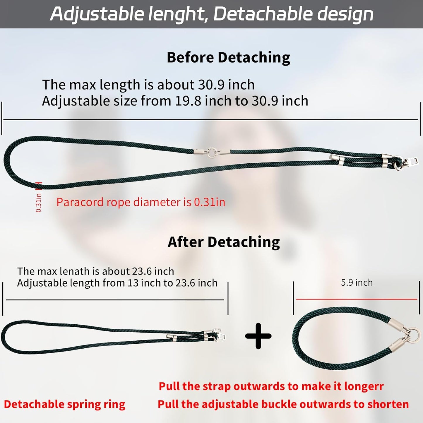 3-in-1 Adjustable Phone Lanyard Crossbody Cell Phone Neck Strap Universal Mobile Wrist Lanyard