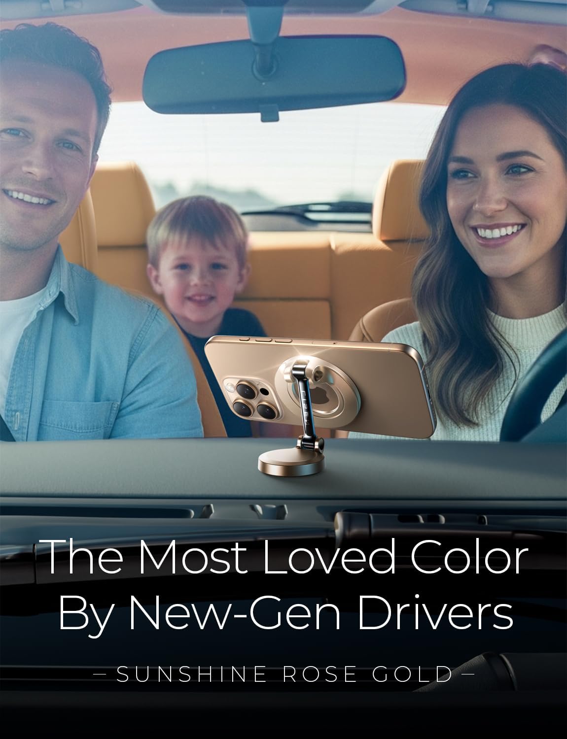 LISEN for Magsafe Car Mount, Ultra Magnetic Dashboard Phone Holder, Car Accessories for iPhone 16 Pro Max,Gifts for Men Women Him Her, Fit for iPhone16 Pro/Pro Max 15 14 13 12, Rose Gold