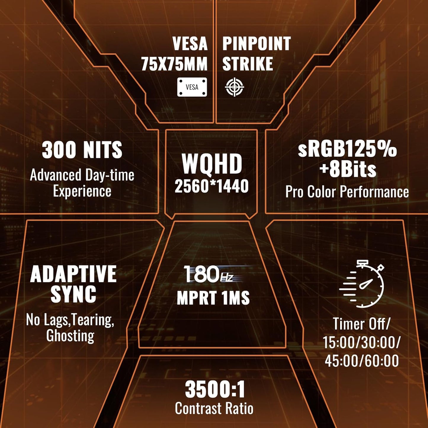 SANSUI 32-Inch Curved Gaming Monitor WQHD 2560 x 1440 180Hz Curved 1500R -1ms(OD), HDR, 300nits, sRGB 125%, DCI-P3 95%, FreeSync, HDMI x2, DP1.2x2(DP Cable Included)