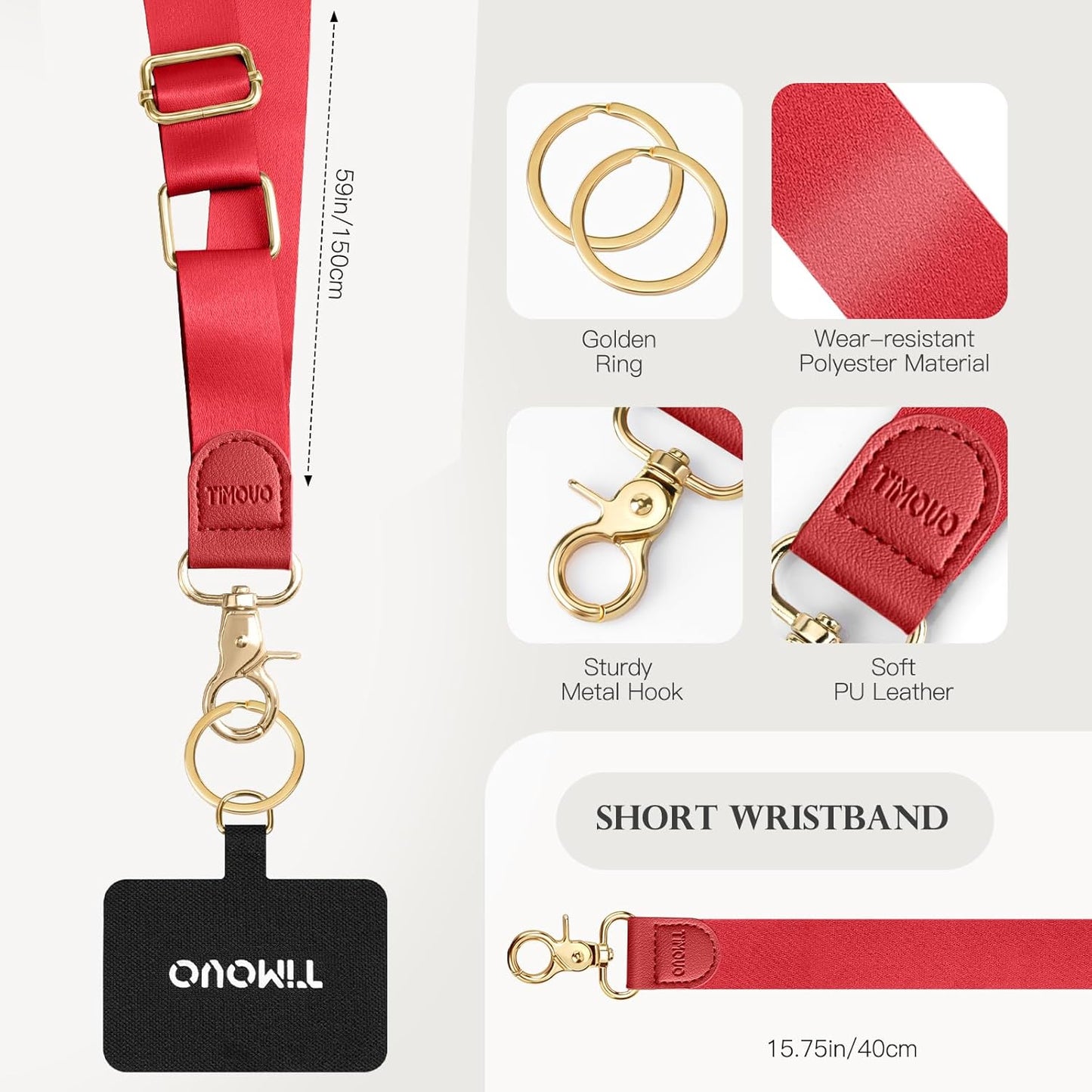 TiMOVO Phone Lanyard Crossbody Wrist Strap, Adjustable Anti-Theft Strap for Smartphone Case