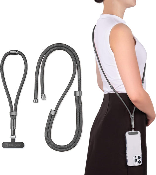Adjustable Phone Lanyard - Phone Wrist Strap, Cell Phone Crossbody & Neck Hanging - 3-in-1 Universal for Most Smartphones (Deep Gray)