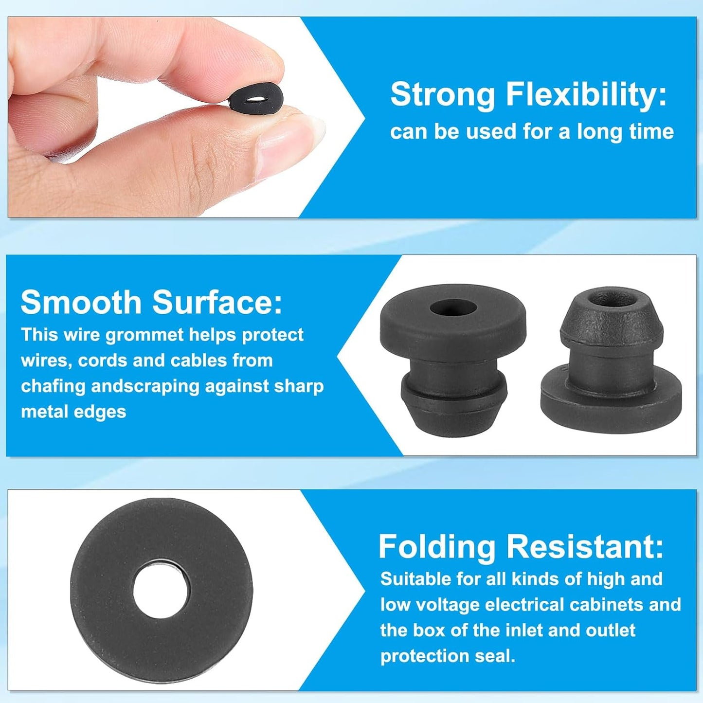 PATIKIL 6mm / 1/4 Inch Drill Hole,1/8 Inch ID Rubber Grommets, 15Pcs Top Hat Grommet for Wiring Eyelet Ring Gasket Automotive Firewall Cable Hole Plugs Wires Protection, Black