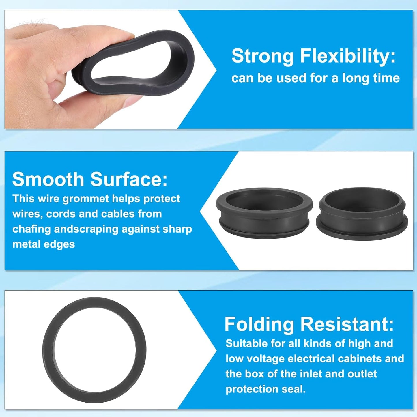 PATIKIL 54.6mm / 2-1/8 Inch Drill Hole,1-15/16 Inch ID Rubber Grommets, 3Pcs Top Hat Grommet for Wiring Eyelet Ring Gasket Automotive Firewall Cable Hole Plugs Wires Protection, Black