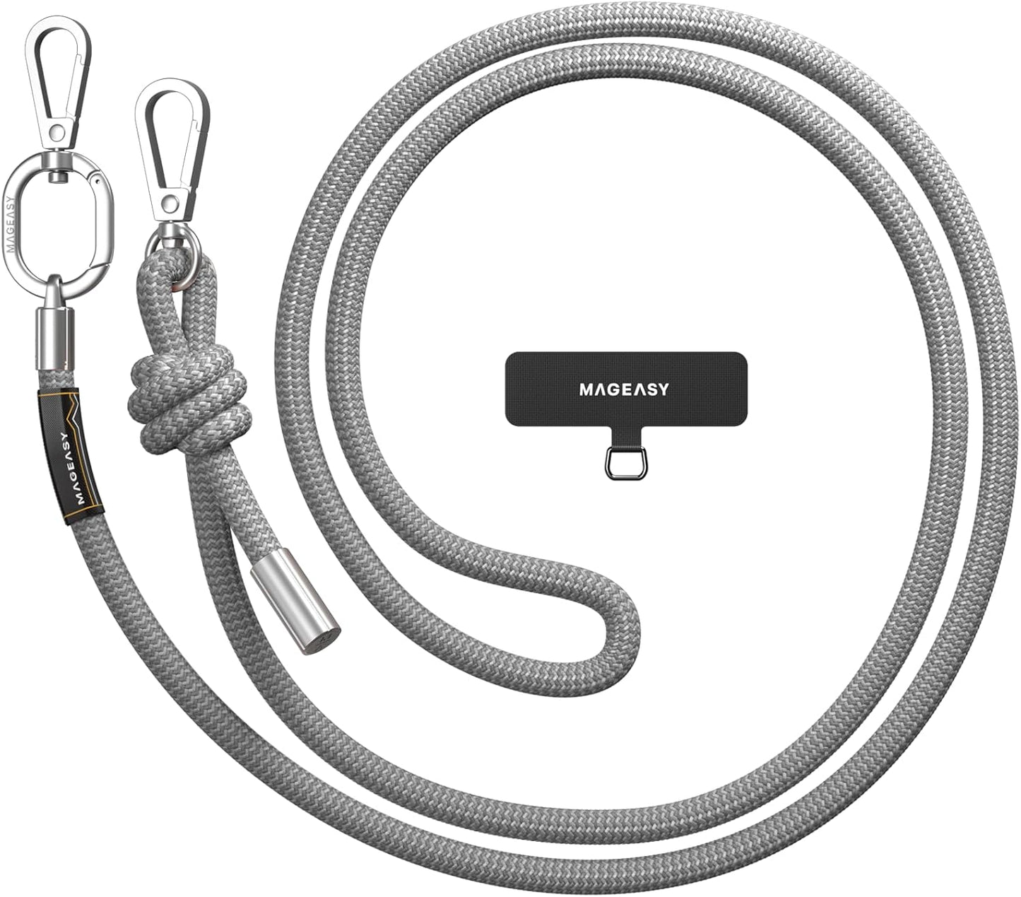 MAGEASY Universal Cell Phone Lanyard - Anti-Theft Thick Rope Crossbody Phone Strap for iPhone 16 Pro Max & Most Smartphones, for Men & Women | 8.3mm Gray