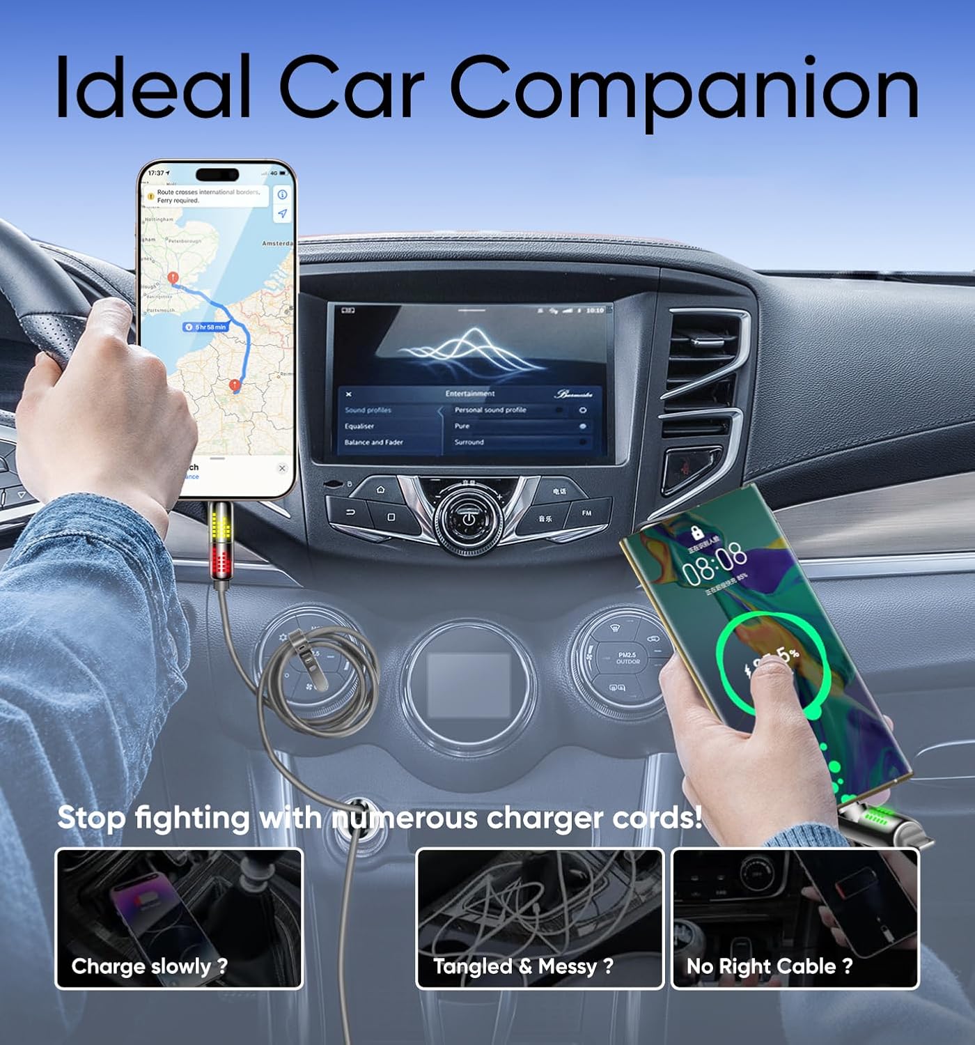 MAGIC JOHN 240W 4 in 1 Charging Cable, 4FT USB C to Lightning Cable [MFi Certified], Chubby USB A/C to C/Lightning with Light for iPhone/MacBook/iPad/Samsung/Switch 2, Multi Chargers for All Devices