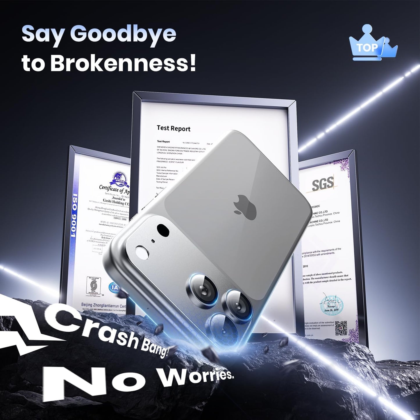 Hoerrye for iPhone 17 Pro Camera Lens Protector - [12FT Shatterproof Military Grade] [Strong Adsorption] Metal Top 9H+ Tempered Glass Camera Screen Full Protective Cover Case Friendly,Silver