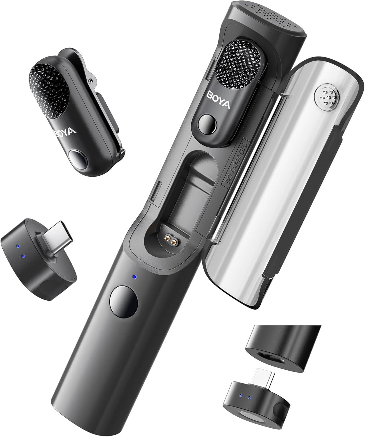 BOYA Magic-05 Wireless Lavalier Microphone, 30Hrs Battery,328FT Los Range, Safety Track &Limiter, Ai Noise Reduction USB-C Wireless Lapel Mini Mic for Android iPhone 16/15 Audio Video Live Broadcast