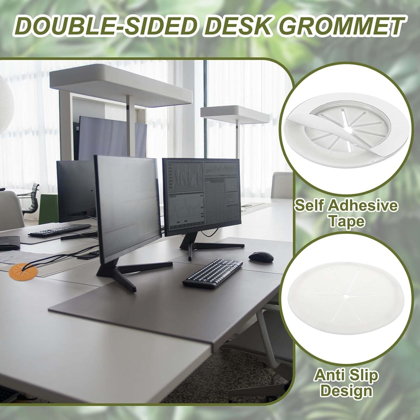 PATIKIL Desk Grommet 3-3/16", 4 Pcs Round Cable Grommet Cord Hole Cover with Adhesive Tape Flexible Table Wire Organizer for Office Home Table Countertop, Light Gray