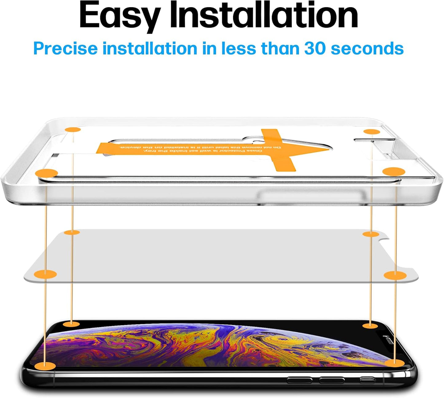 Power Theory Designed for iPhone Xs Max Screen Protector Tempered Glass [9H Hardness], Easy Install Kit, 99% HD Bubble Free Clear, Case Friendly, Anti-Scratch, 2 Pack