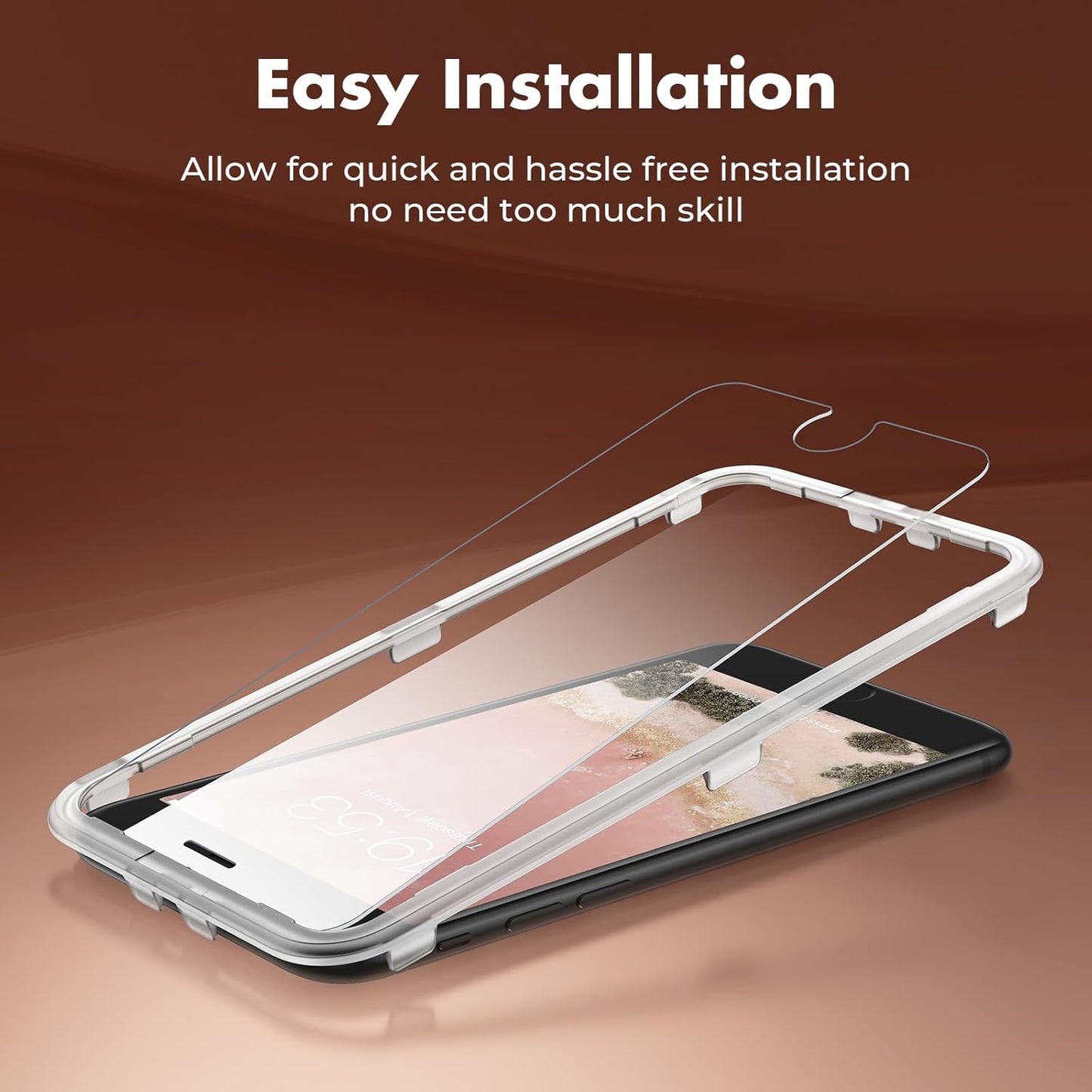 UNBREAKcable Shatterproof Tempered Glass Screen Protector for iPhone SE 2022/SE 2020, iPhone 8/7 [2-Pack] [99.99% HD Clear] [Easy Installation Frame] [9H Hardness][Bubble Free] for Apple 4.7''