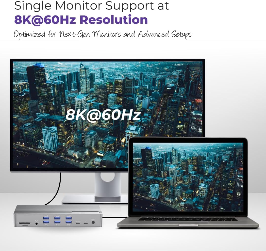 Thunderbolt 4 Dock with DisplayLink - USB-C/A MacBook Docking Station, Chrome, Windows 10/11 Compatible - 21 Ports, Dual/Triple/Quad/5 Monitor Support - 40Gbps, 150W Charging, 8K/4K Display