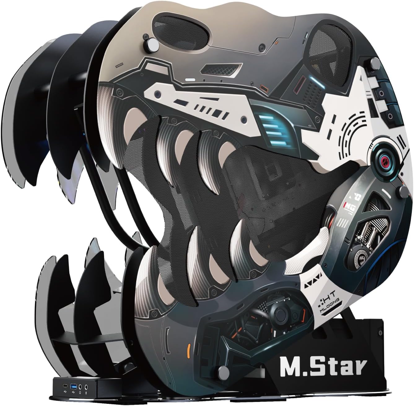 MegaPC Upgraded PC Case Heavy Duty Open-Frame Mid-Tower Micro-ATX/Mini-ITX Gaming, Tempered Glass Side Panel, Pre-Installed ARGB PWM Fan, with USB3.0, USB-C, 240mm Radiator Support (Upgrade-Black)