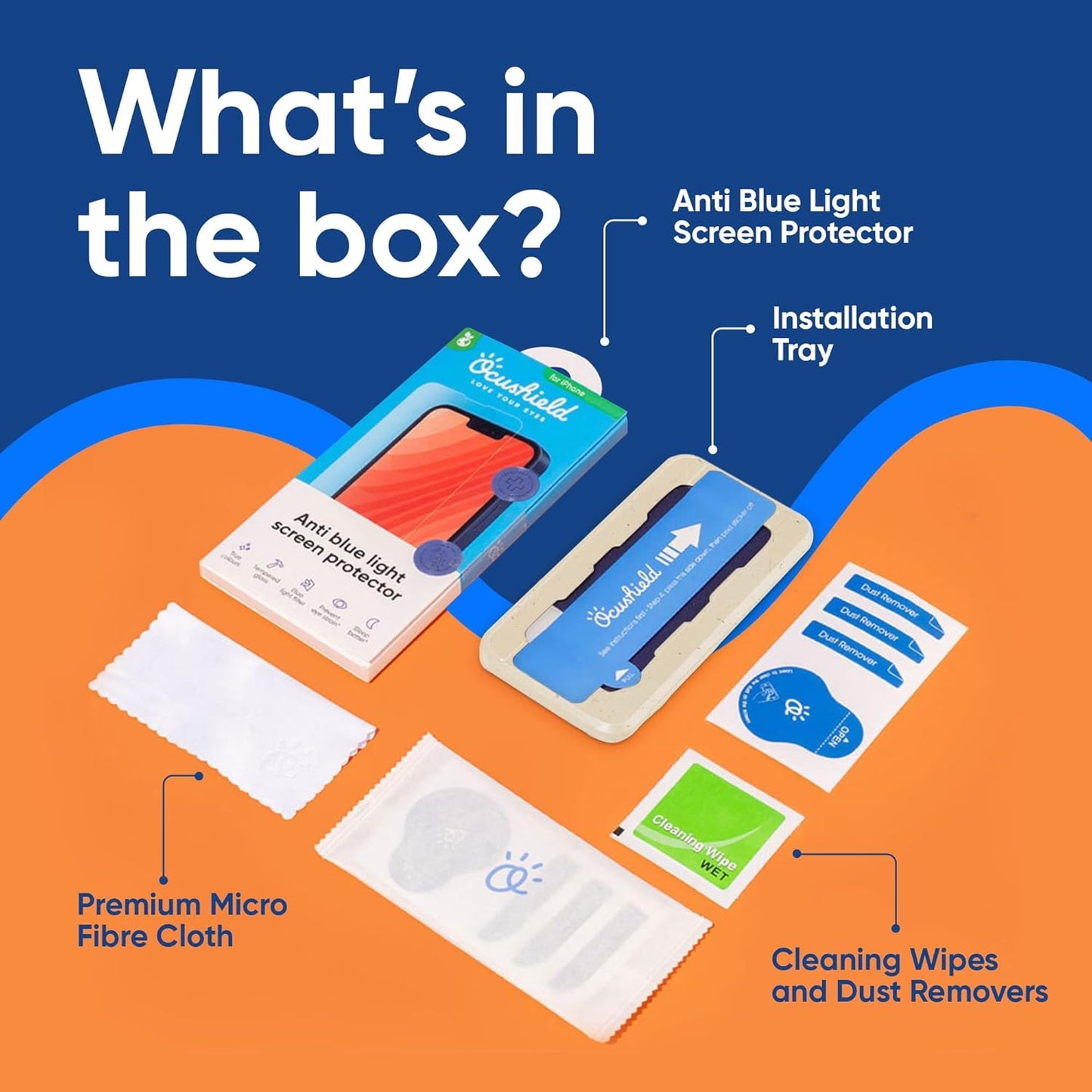 Ocushield Screen Protector for iPhone 17 Air – Blue Light Tempered Glass, Blue Light Filter, 95% Transparency, Bubble-Free Install, Scratch-Resistant, Case Friendly