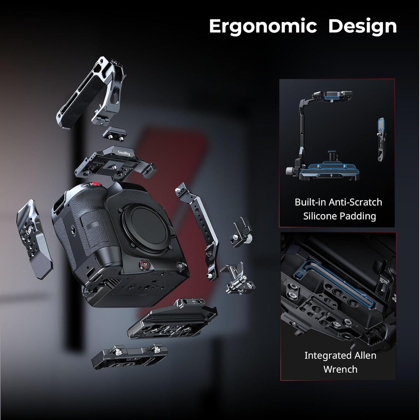 SmallRig Cage Kit for Canon C80, Modular Design with Top Plate, Side Plates, Bottom Plate, NATO Rail, Lens Adapter Support, for HDMI Clamp, with Cold Shoe Mount, 1/4''-20 & 3/8''-16