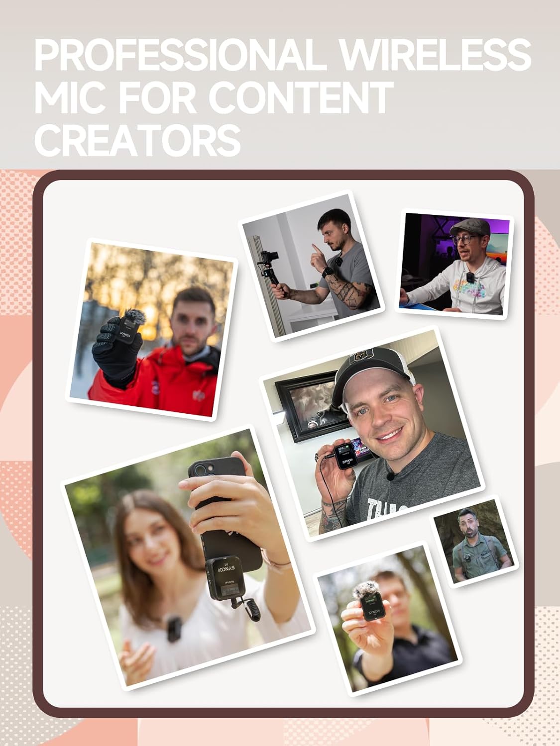 SYNCO Wireless Lavalier Microphone, G2(A2) 2.4G Dual Transmitter 48KHz 24Bit Lapel Mic 656FT 8H for Online Class Vlog Stream YouTube for Camera Smartphone Tablet