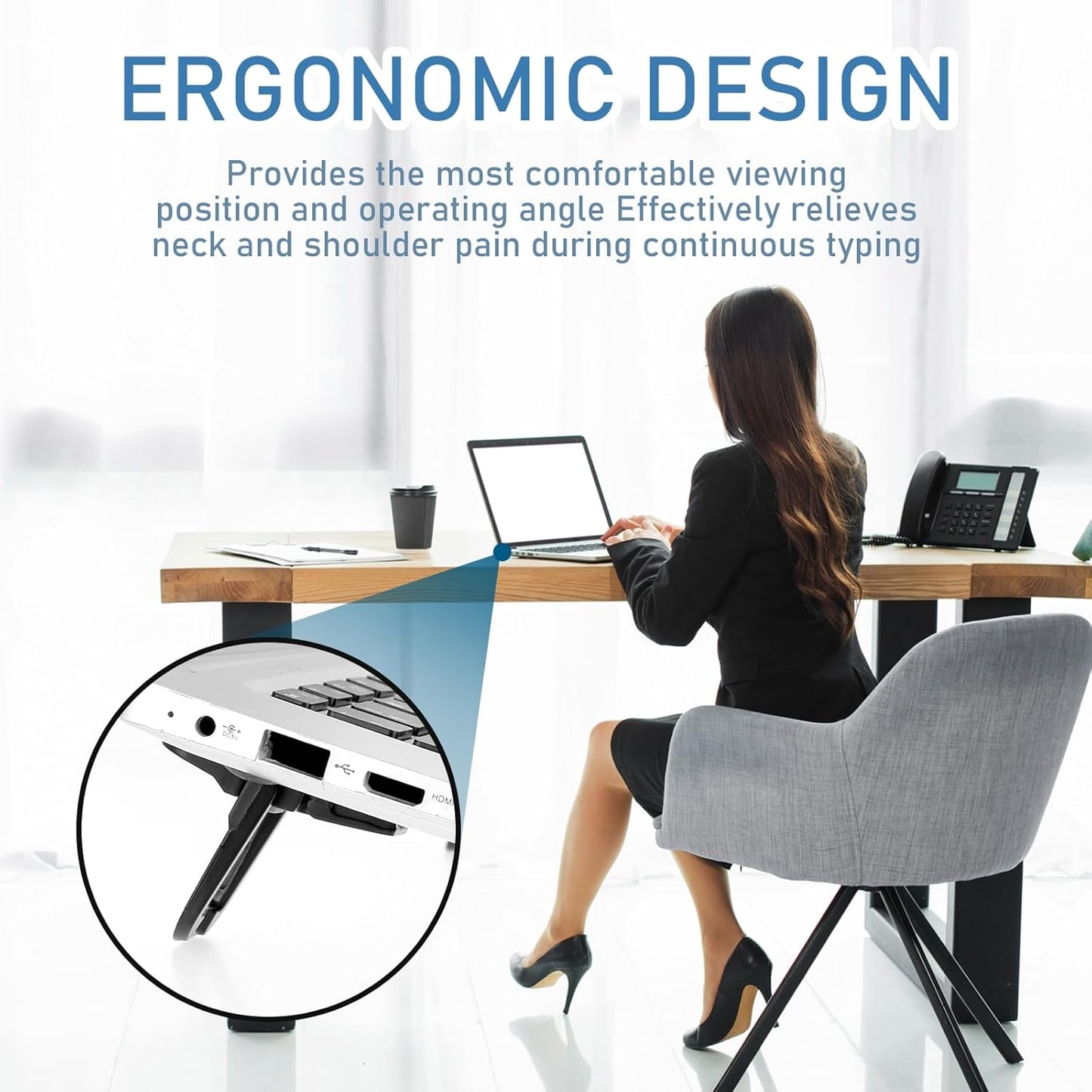 Bewudy 2 Pcs Portable Keyboard Stand, Dual Tilt Angle Adjustment, Foldable Laptop Riser, Self-Adhesive Feet for Most Keyboards (Black)