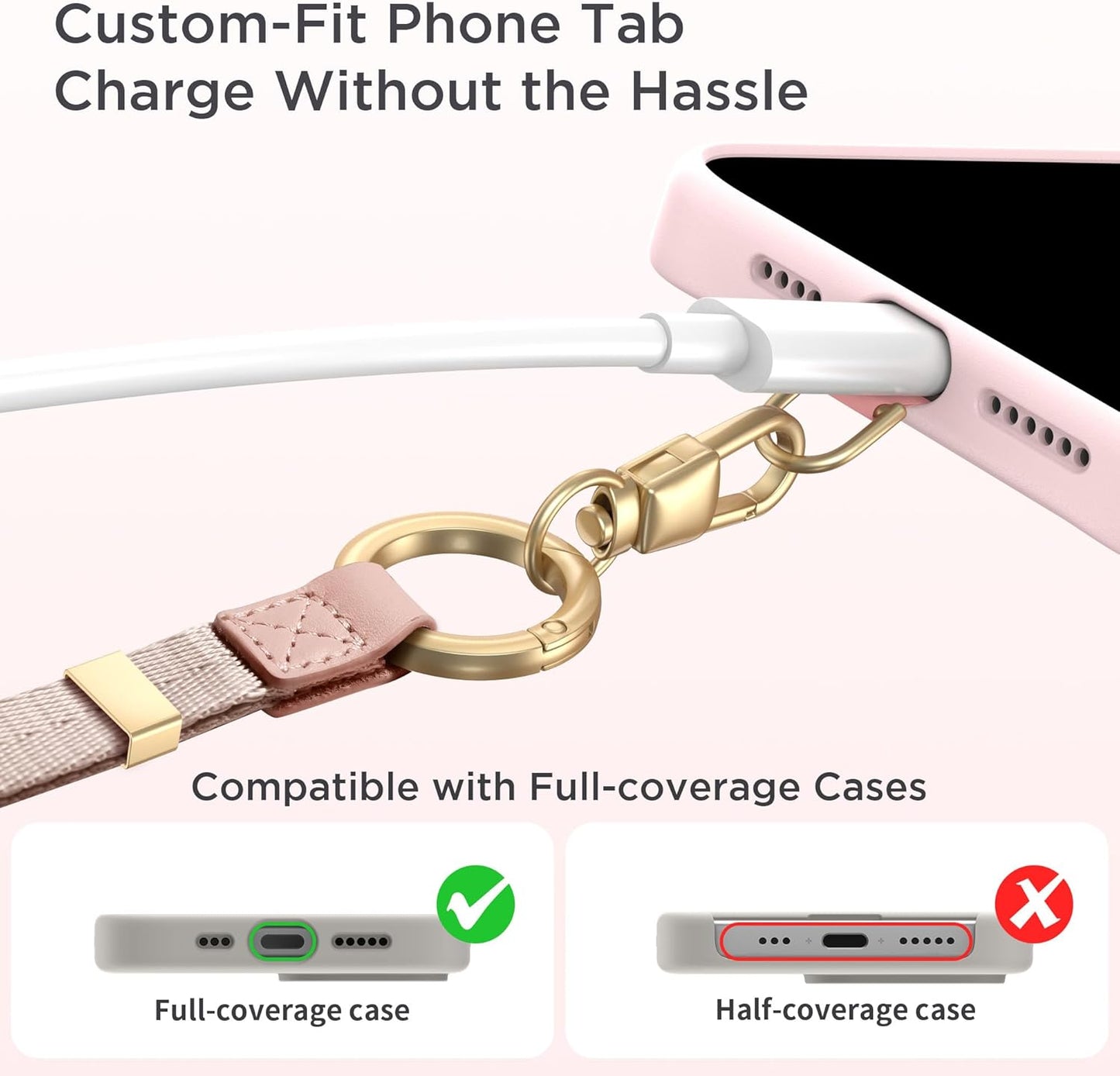Phone Lanyard 2 in 1, Anti Theft Phone Strap Crossbody for Women Men, Adjustable Phone Wrist Strap with 2 Pack Tether Tabs