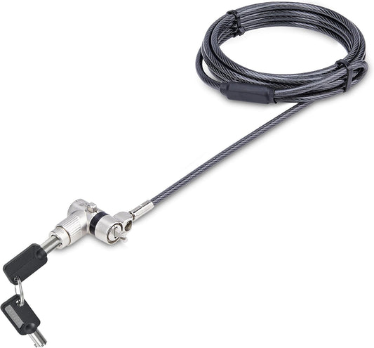 StarTech.com 3-in-1 Universal Laptop Lock 6.6ft (2m), Master Keyed Security Cable, Compatible with Noble Wedge/Nano/K-Slot; TAA