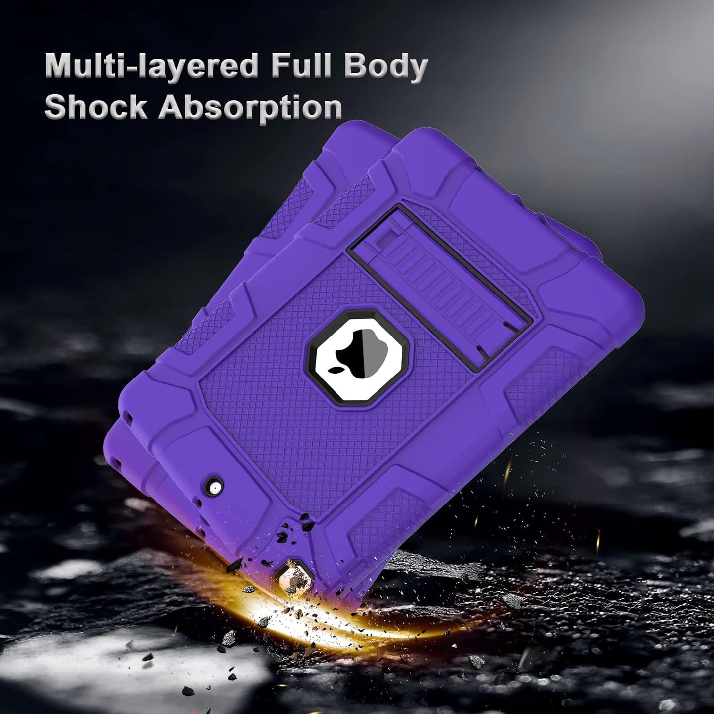 Rantice iPad 9th Generation Case, iPad 8th Generation Case, iPad 7th Generation Case, Hybrid Shockproof Rugged Drop Protection Cover with Kickstand for iPad 10.2'' Purple+Black