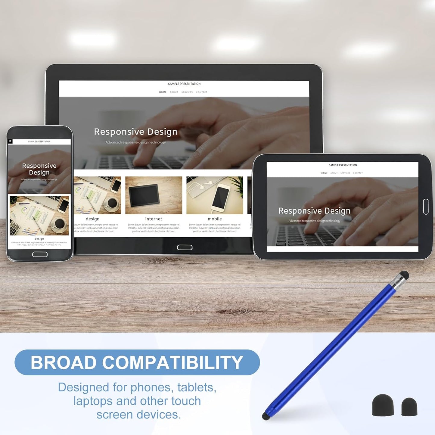 PATIKIL 5 Pcs Stylus Pens for Touch Screen, 2 in 1 High Sensitivity Universal Pen Capacitive Stylus for Phone Tablets Laptop Touch Screen Devices, Blue