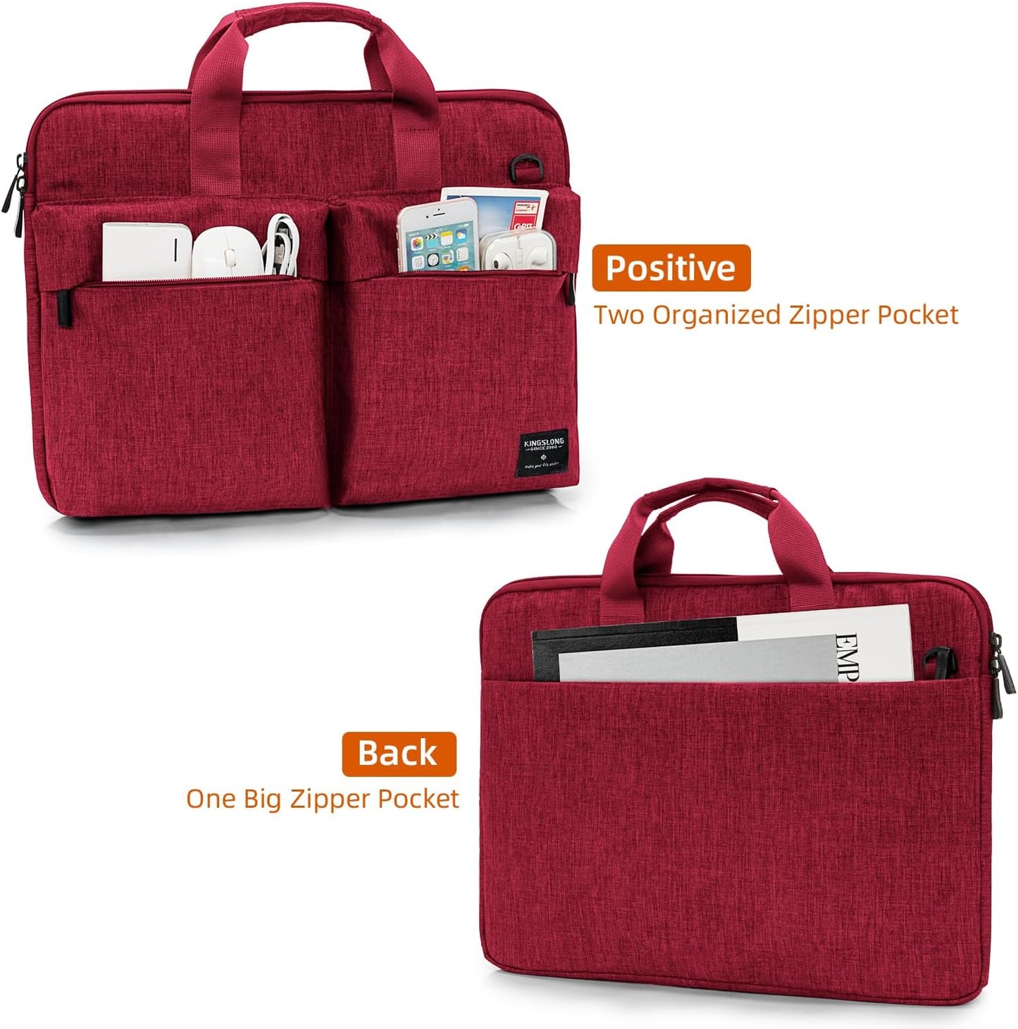 KINGSLONG Slim 17.3 inch Laptop Bag Sleeve Carrying Case with Shoulder Strap, Notebook Ultrabooks Computer Handbag Cover for Men Women Fit for Acer Asus Lenovo HP Toshiba Red