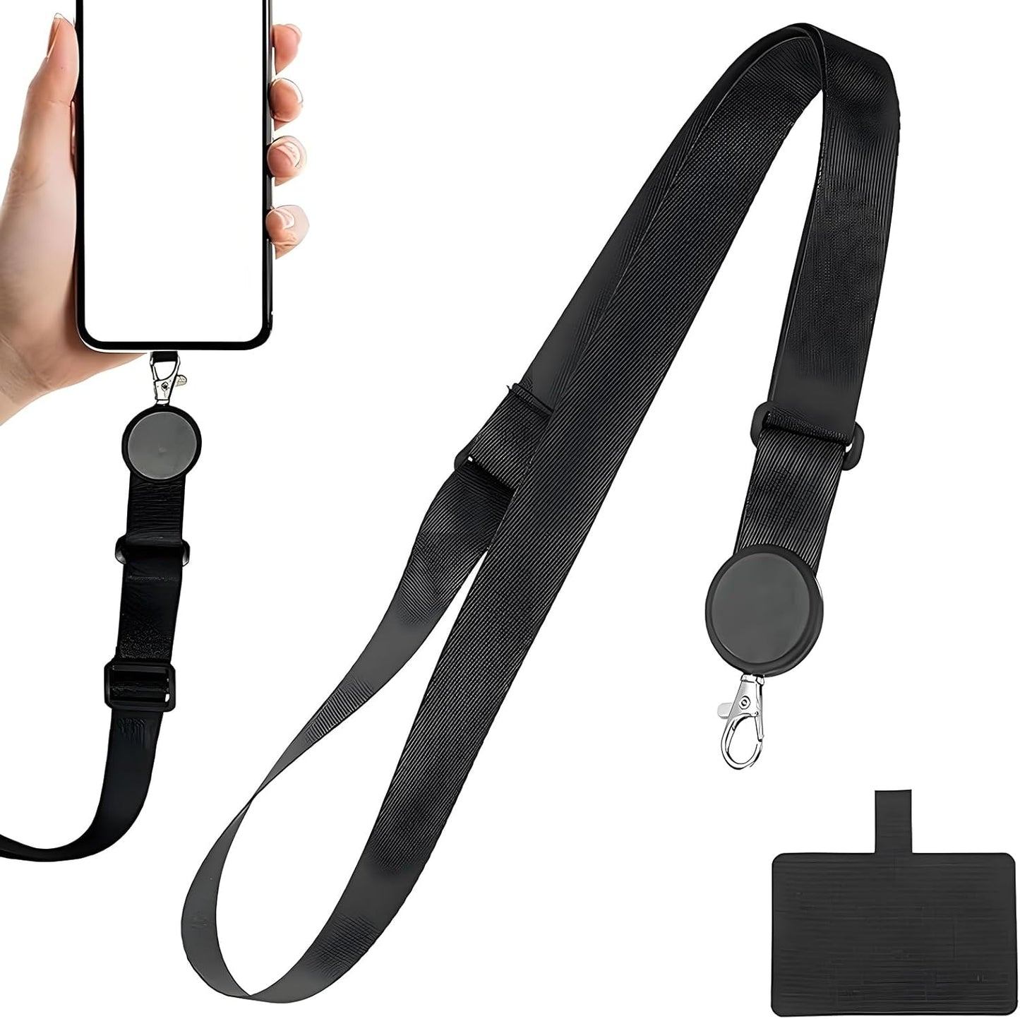 Phone Lanyard Crossbody Strap, Phone Lanyard Crossbody Wrist Strap, Adjustable Anti-Theft Phone Patch Lanyards for Most Smartphones,Universal Cell Phone Neck lanyard for Women and Men (Black)