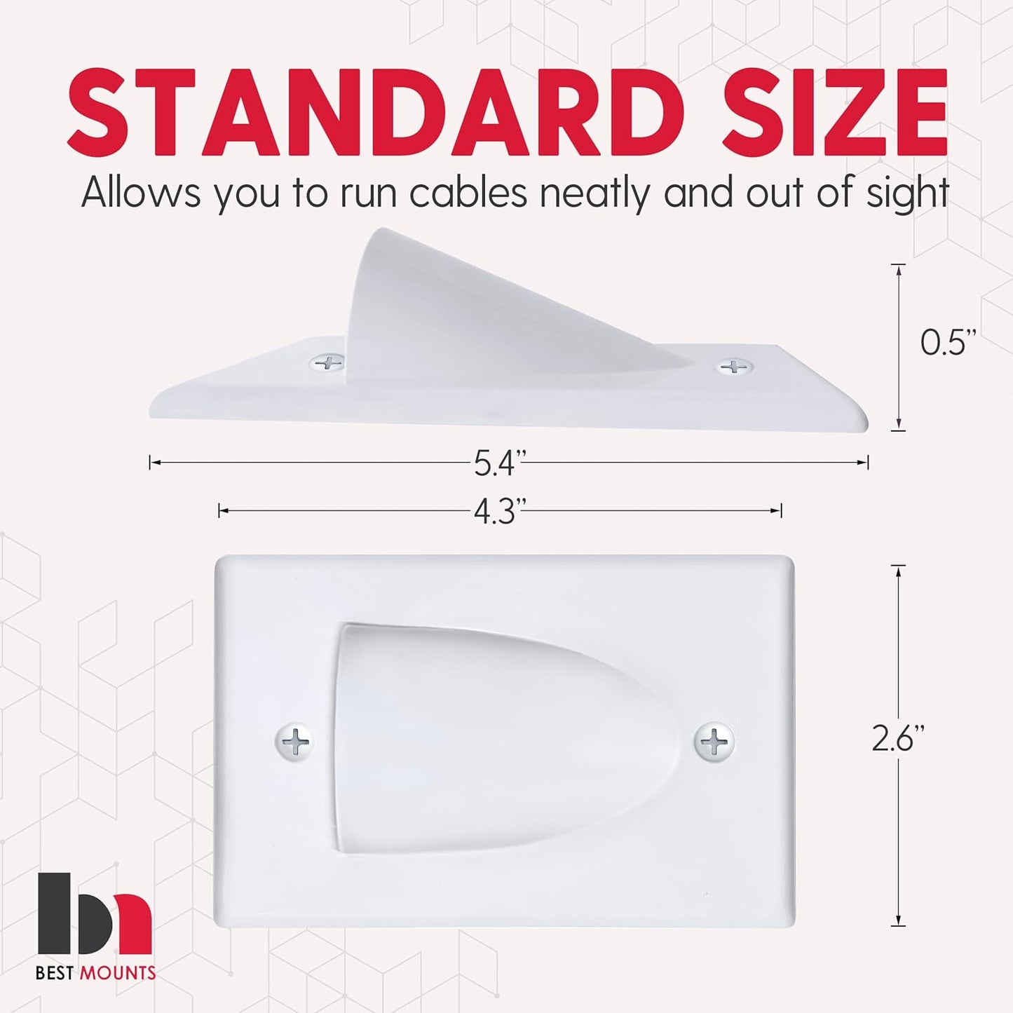 2 Pack In Wall Cable Management Kit - Recessed Wall Plate Cable Pass Through Pair with Single Gang Low Voltage Mounting Bracket Black- TV Cord Hider for Wall Mounted TV ETL Listed