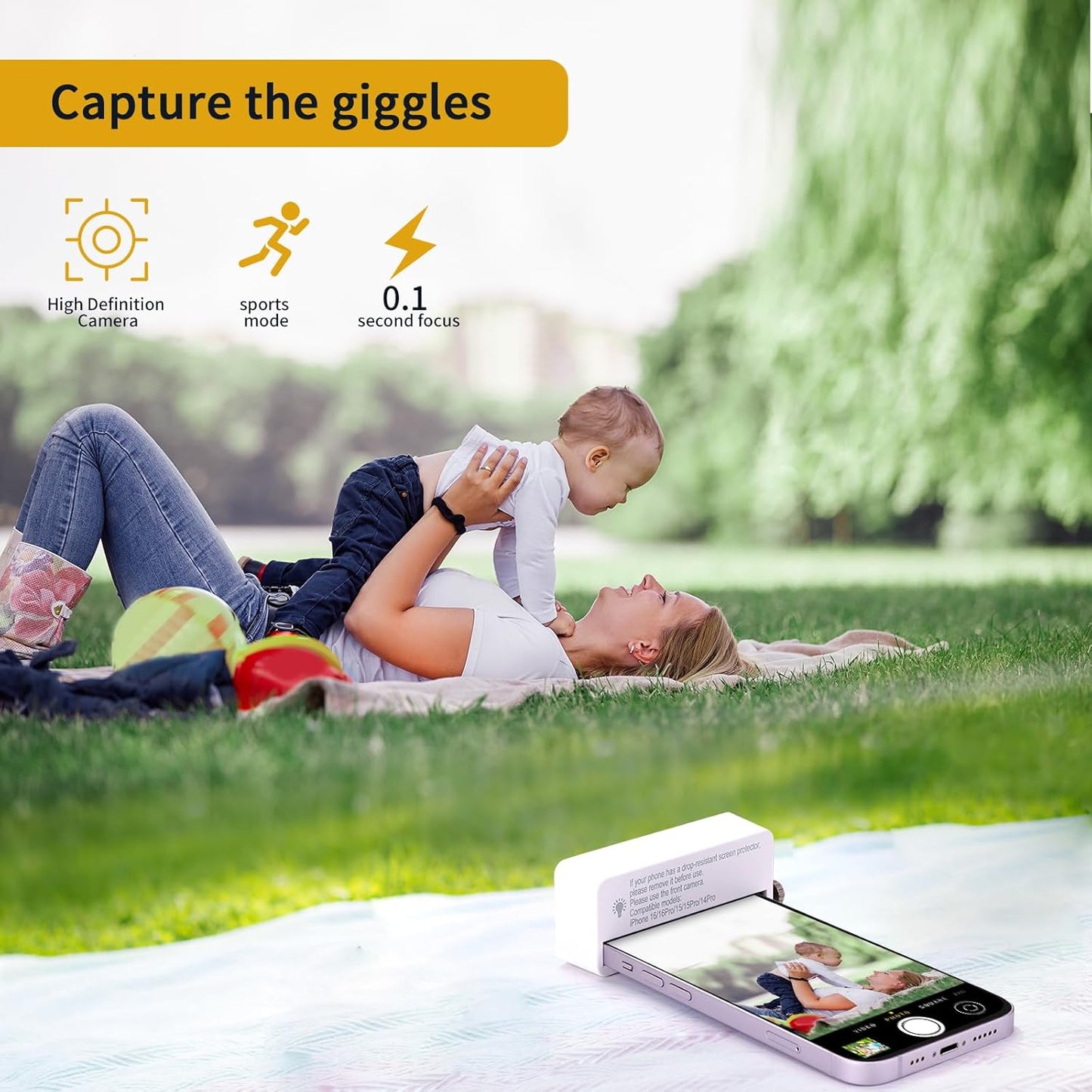 YZS Phone Camera Lens/Camera Mirror Adapter for iPhone 14 Pro/15/15 Pro/16/16 Pro ONLY - Overhead Shot & Unique POV Accessory for Content Creators, Tabletop Recording, Pet Videos & DIY Tutorials