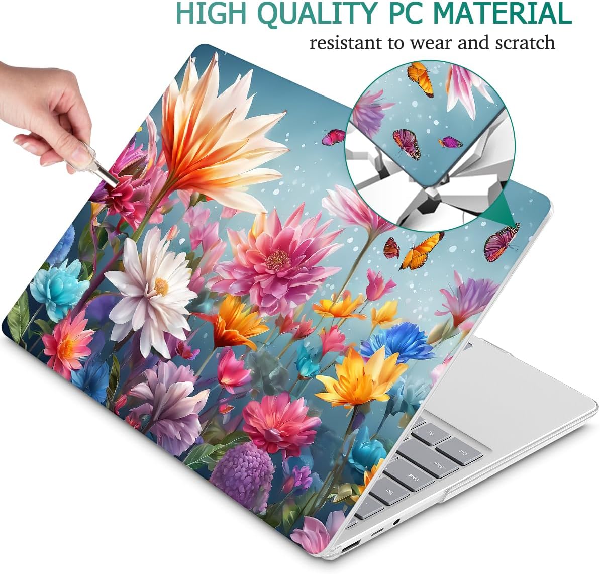 Tuiklol Case for 15 Inch Microsoft Surface Laptop 5/4/3 2022-2020, Model 1979/1953/1872/1873 Hard Shell Cover, Keyboard Cover+Screen Protector+Dust Plugs,Multicolored Floral
