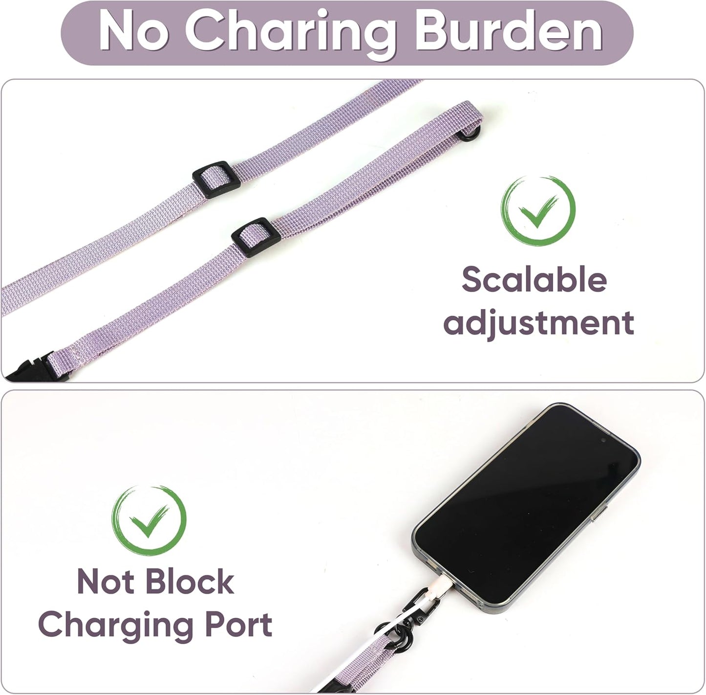 Cell Phone Strap Adjustable Wrist Strap Crossbody Cellphone Holder Extra Long Phone Lanyard Wrist Lanyard (Lavender Grey)