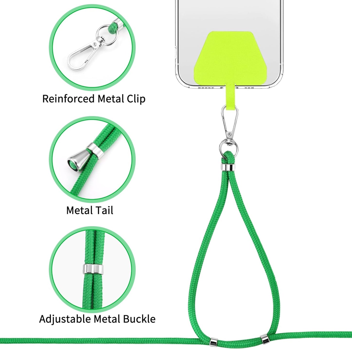 CACOE Phone Lanyard 2 Pcs-2 Pcs Adjustable Neck Strap, 4 Pcs Patches, Universal Crossbody Multifuctional Cell Phone Lanyards Compatible with Most Smartphones(Black+Dark Green)