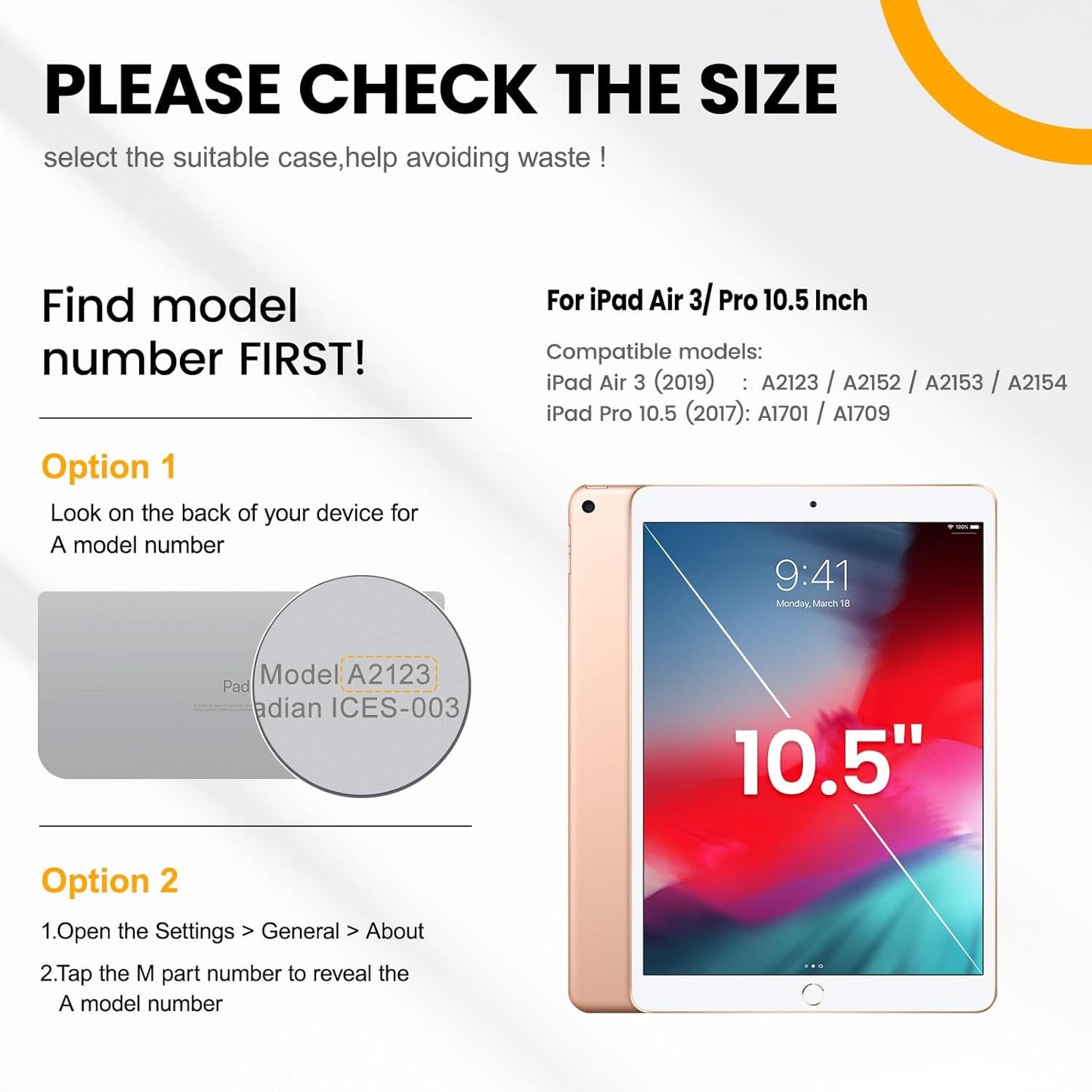 Timecity for iPad Air 3/ Pro 10.5 Inch Case, 360° Rotating Stand, Pencil Holder, Shockproof with Screen Protector & Shoulder Strap - Heavy Duty Protection Case for iPad Air 3rd Gen - Orange