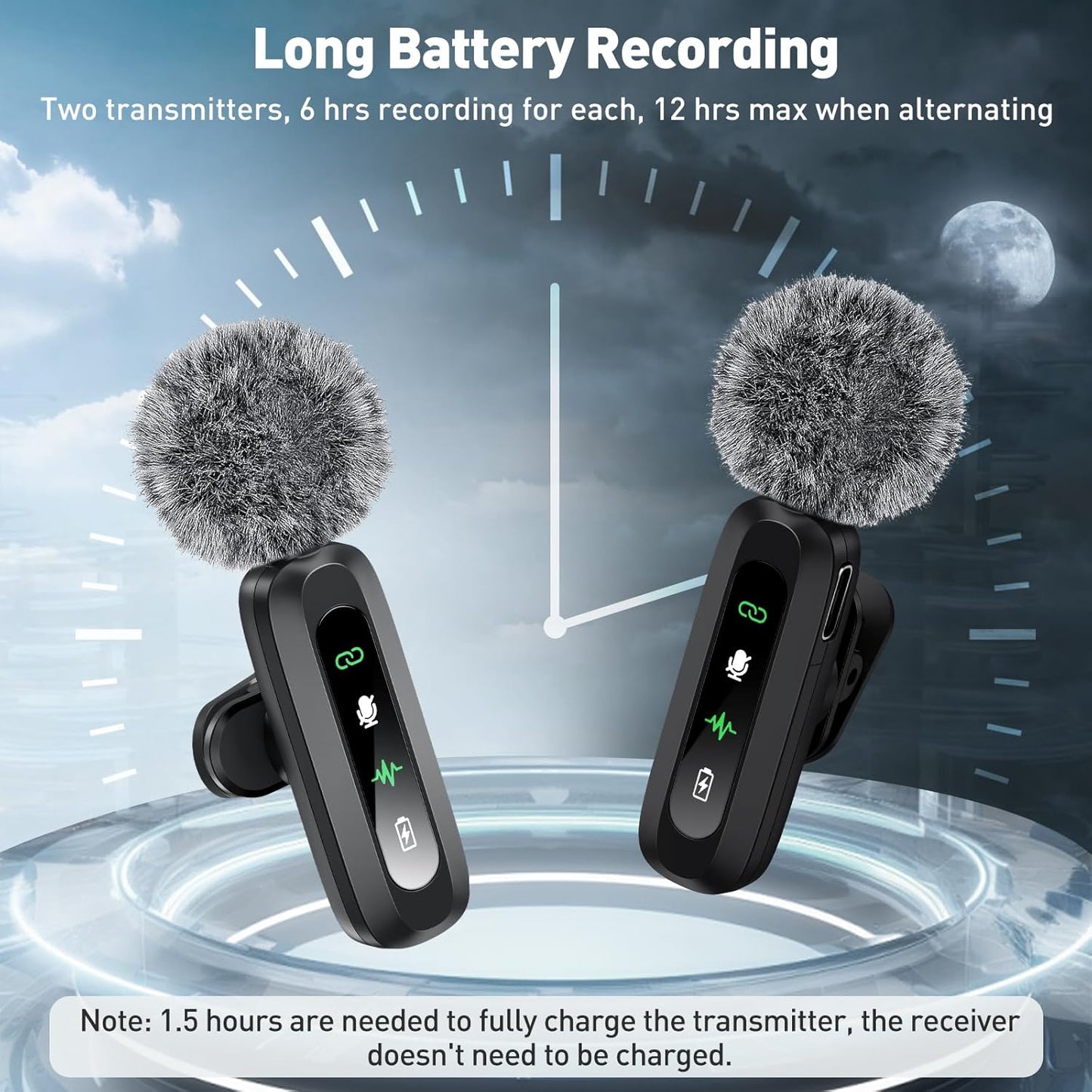 Wireless Lavalier Microphone for iPhone, Android, USB C, PC, Camera Video Recording 4 in 1 Clip-on Mics with Rotatable Clip&Denoise Recording, for Vlog Tiktok YouTube Podcast Content Creator