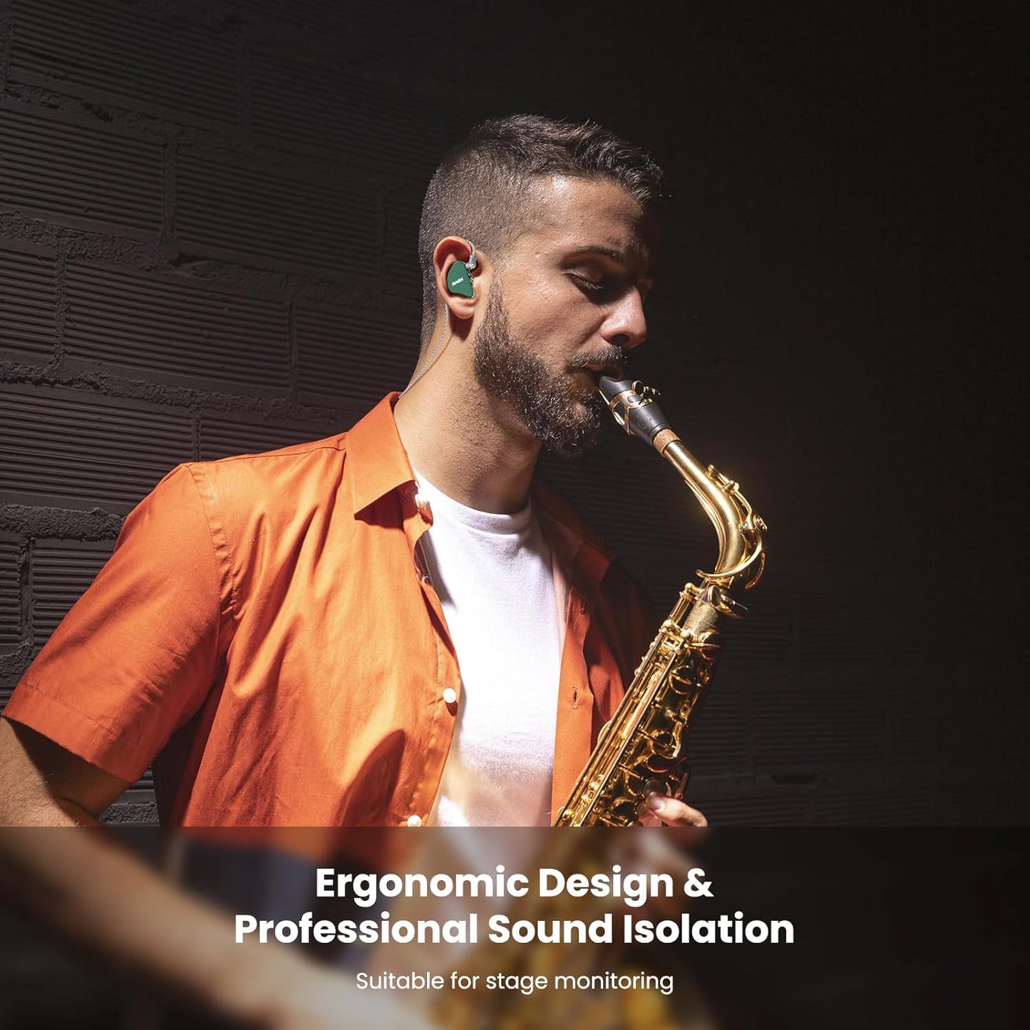 BASN Mix-PD in Ear Monitor,1Planar Driver + 1Dynamic Driver HiFi IEM Earphones with CNC Crafted Metal Cover, Wired 0.78mm 2-Pin Silver Plated Detachable Cable for Musicians (Green)