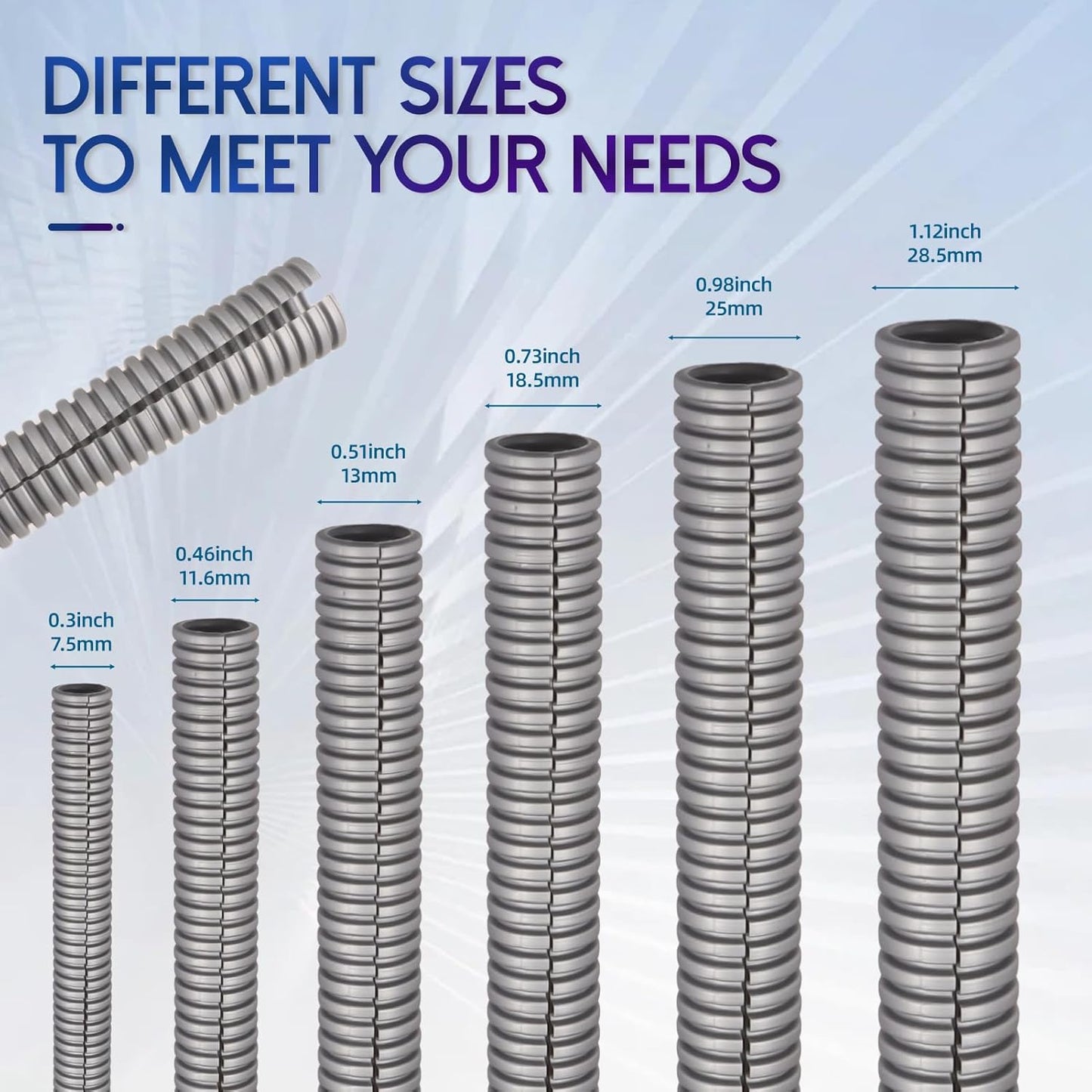 Split Wire Loom Tubing, 10,25ft Cord Protectors from Pets No Chew, Flexible Wire Covers Cord Protectors, Protective Split Cable Sleeve for Automotive Home Industrial Wires(Grey, 0.51inch-25ft)