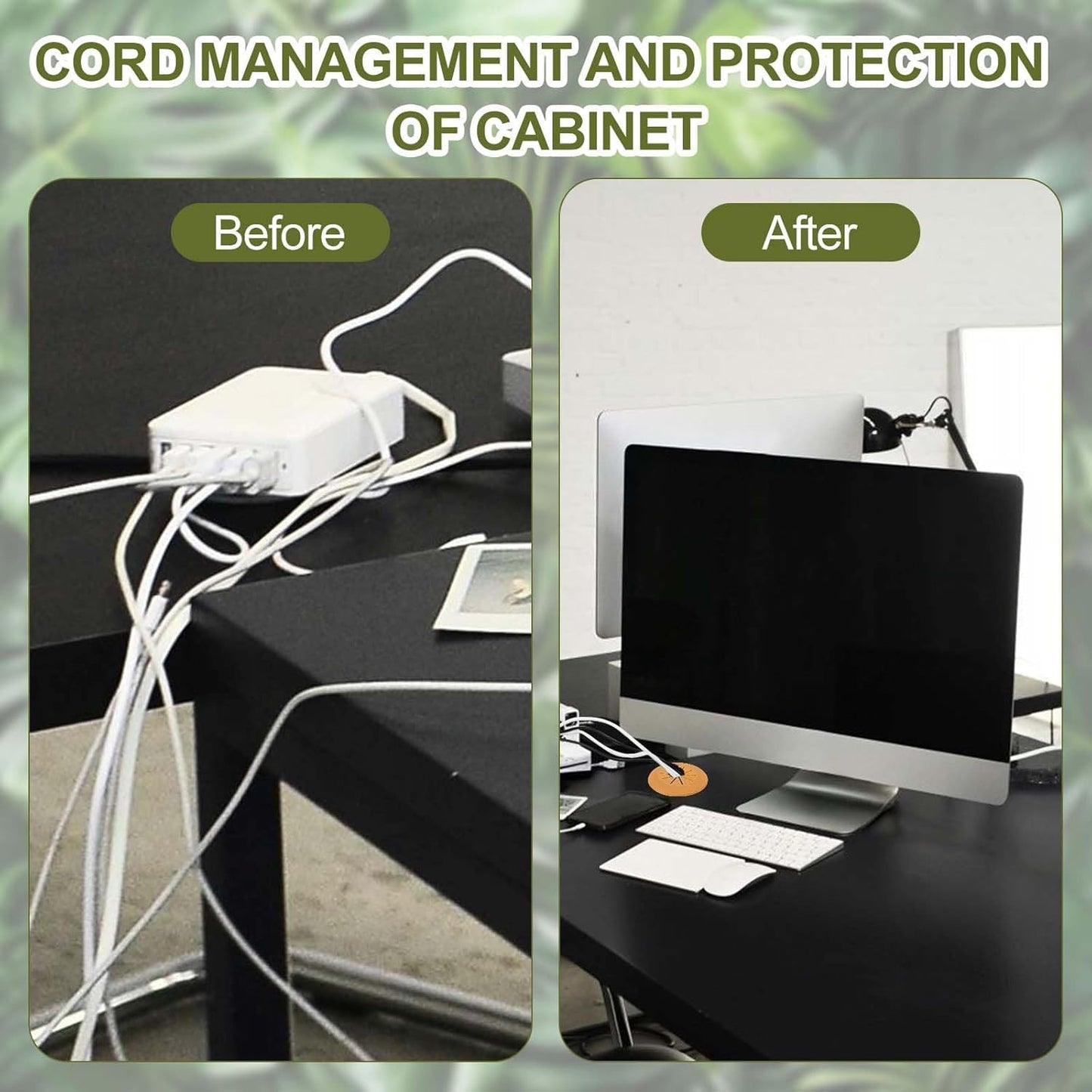 PATIKIL Desk Grommet 2-1/16", 8 Pcs Round Cable Grommet Cord Hole Cover with Adhesive Tape Flexible Table Wire Organizer for Office Home Table Countertop, White