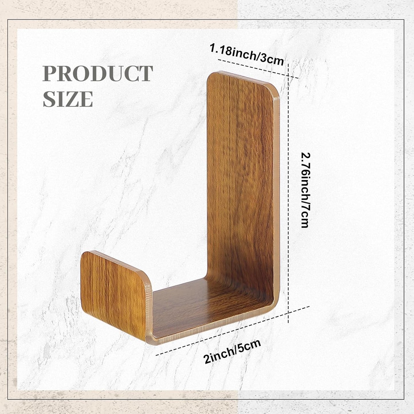 Weewooday 4 Pieces Headphone Hanger Holder Desk Adhesive Headphone Hook Wall Mount Headset Stand Acrylic Holder with Glues for General Purpose Game Earphone(Wood Grain Color)