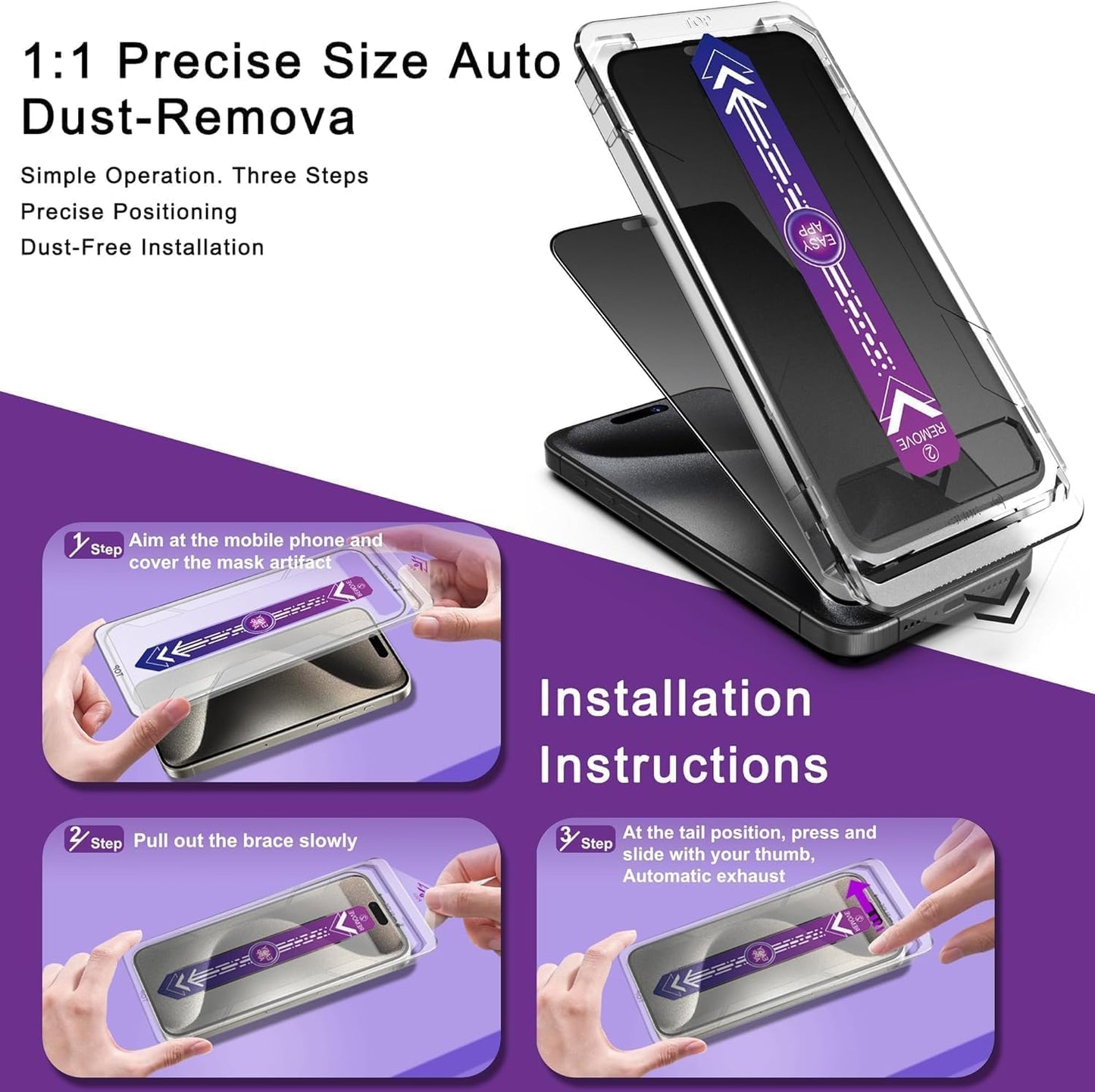 Matte Privacy Screen Protector for iPhone 17 Pro Max 6.9-Inch, Auto Dust Removal, 9H Anti-Spy Tempered Glass Film, Full Cover, Anti-Fingerprint, Easy Installation, 2 Pack